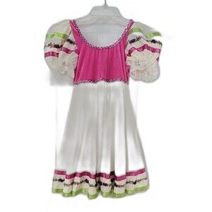 Revolution Vintage Girls Dance Costume Pink White with Gem Detail MC (see desc)
